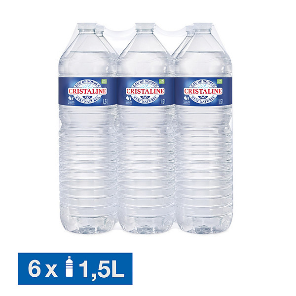 Eau plate Cristaline 1,5 L, pack de 6 bouteilles