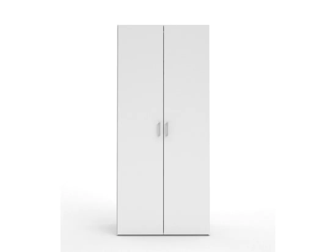 Garde-robe 2 portes Dscuffe, Meubles de chambre, Penderie de plain-pied, Placard à vêtements, 77x49 h175 cm, Blanc