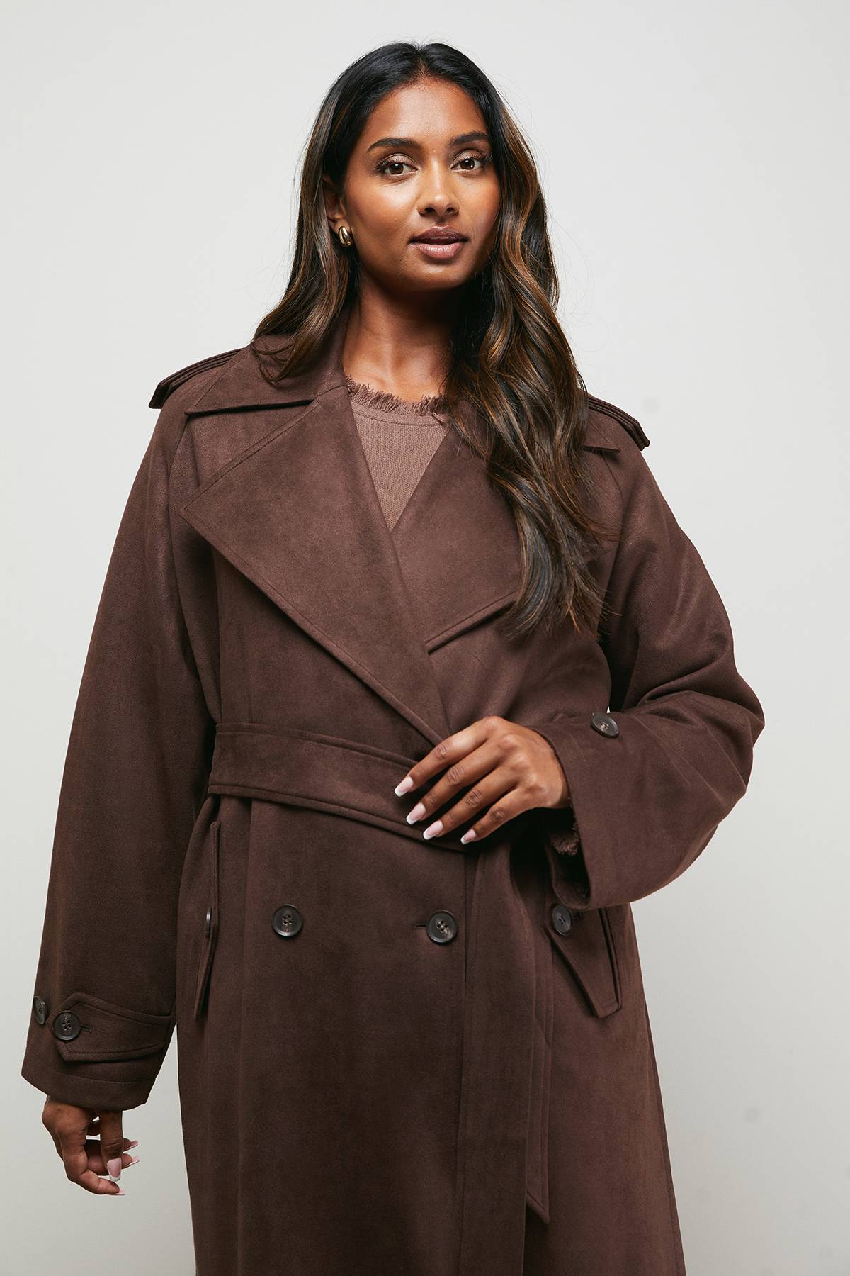 Oasis Manteau Ceinturé à Détail de Poignet