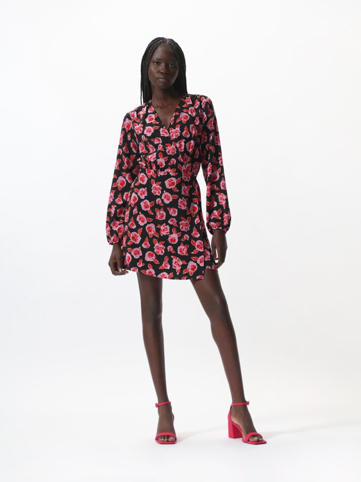 Vestido curto envelope - Tons de rosa