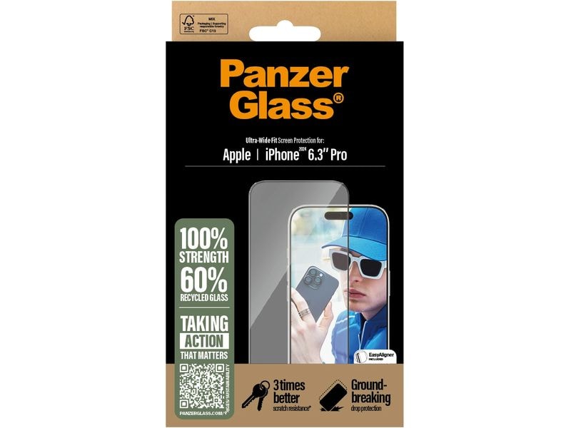 Panzerglass Displayschutz Ultra Wide Fit iPhone 16 Pro Display-Schutzfolie für das Apple iPhone 16 Pro