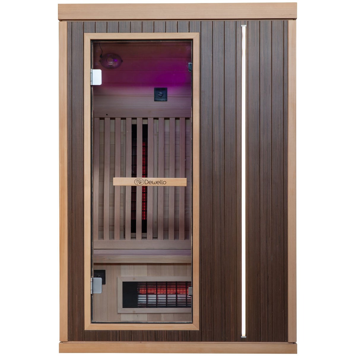Dewello® Infraroodcabine Infraroodsauna MELVILLE 130cm x 105cm incl. 5 full spectrum emitters, koolstof emitters, LED
