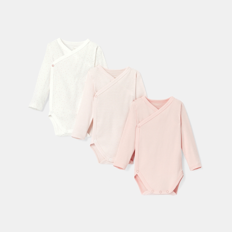 Bodies croisés manches longues (lot de 3) rose naissance Absorba