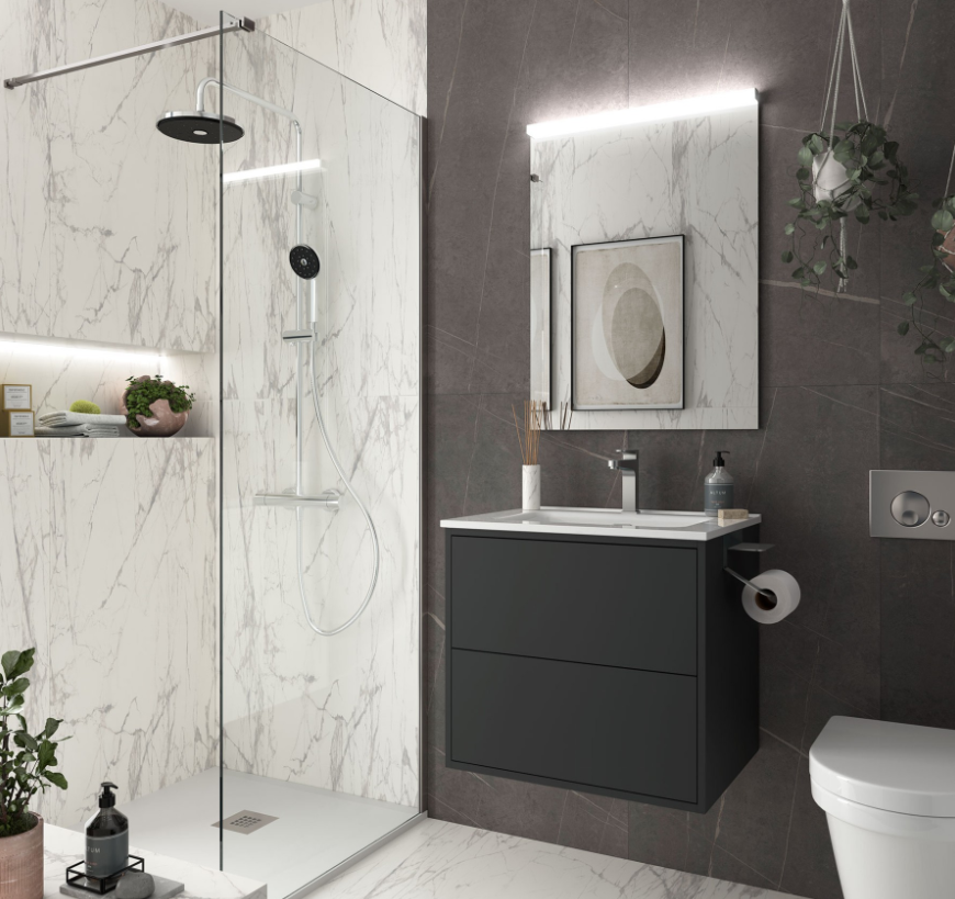 Muebles Ideal badmeubel 60cm met wastafel en spiegel zwart mat