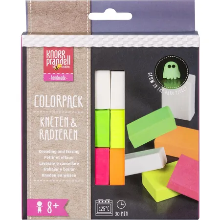 Knorr Prandell 212159052 Modelliermassen-Set Kneten & Radieren „Colorpack Neon“, 120 g