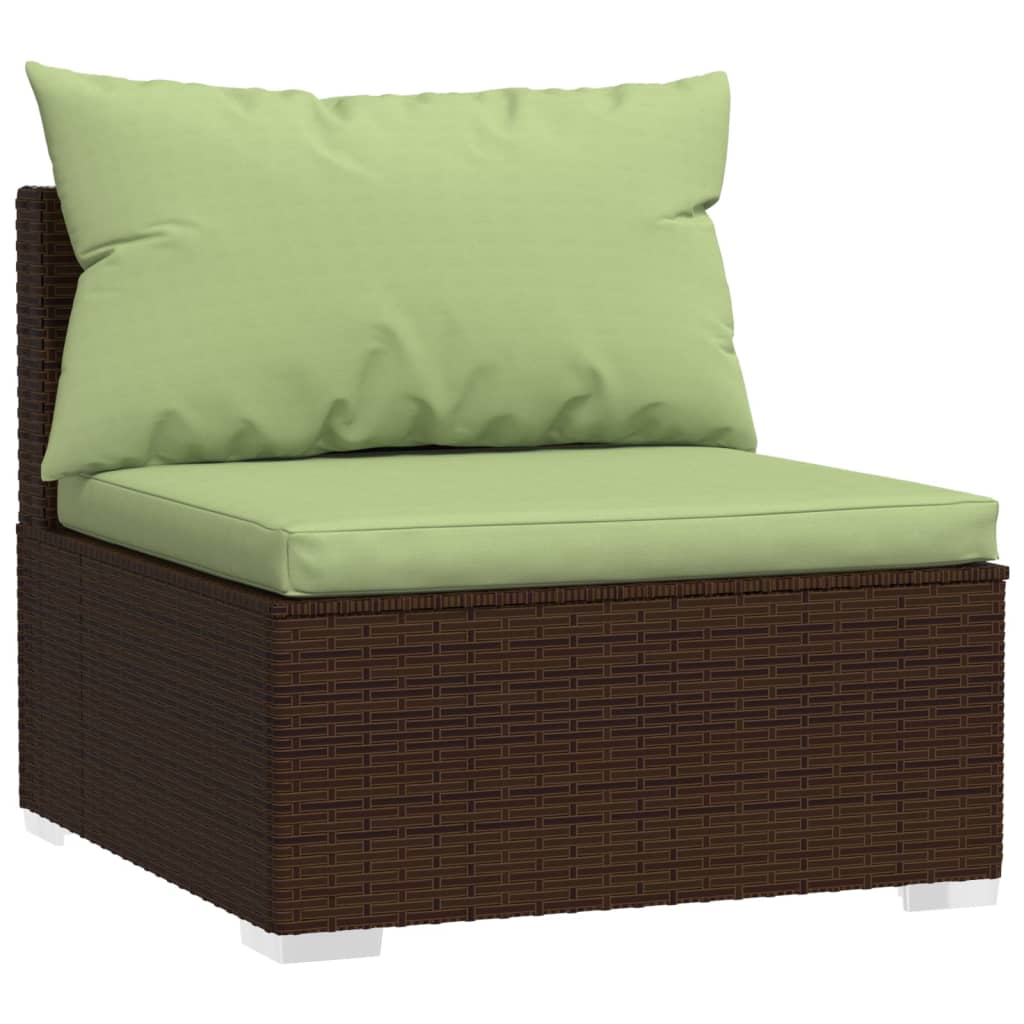 Salon de jardin meuble d'extérieur ensemble de mobilier 5 pièces avec coussins résine tressée marron