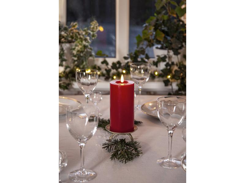 Star Trading LED-Kerze Pillar Flamme Flow, 17.5 cm, Rot LED-Kerze für den Innenbereich