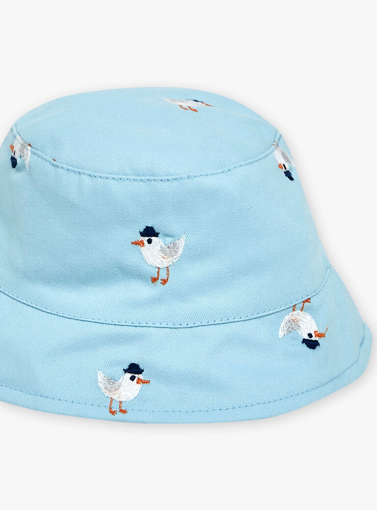 Bob bleu ciel en twill à imprimé oiseau