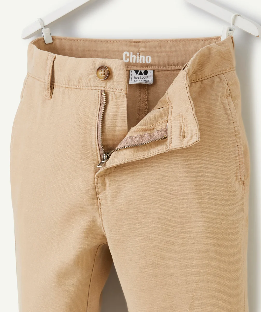 pantalon chino garçon en viscose responsable beige