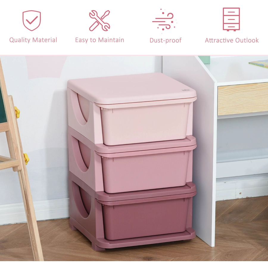 HOMCOM Aufbewahrungsboxen für Spielzeug Rosa