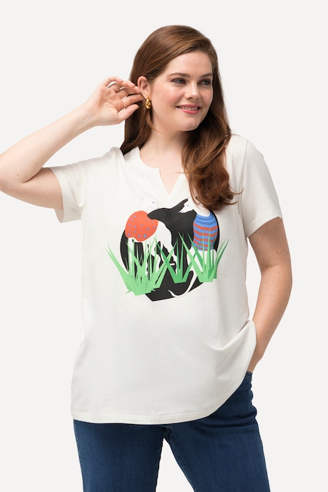 T-Shirt, Wildhund, A-Linie, Tunika-Ausschnitt, Halbarm