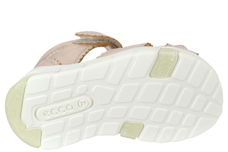 ECCO MINI STRIDE FISHERMAN BOW NATURE FOILED METALLIC SANDAL