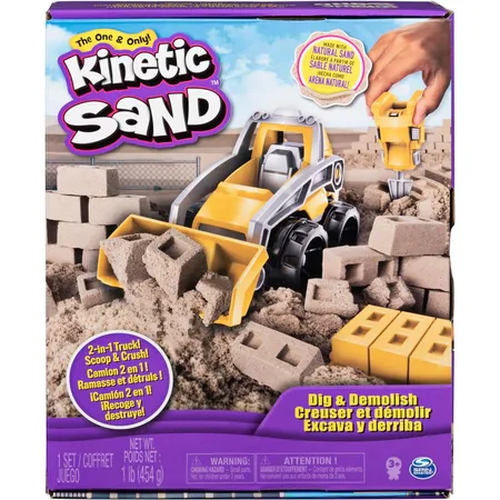 Spin Master Kinetic Sand Baustellen Set magischer Sand Naturbraun, 454g