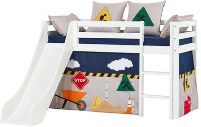 Hoppekids ECO Dream Halvhøy Loftseng med Sklie 70x170, Hvit