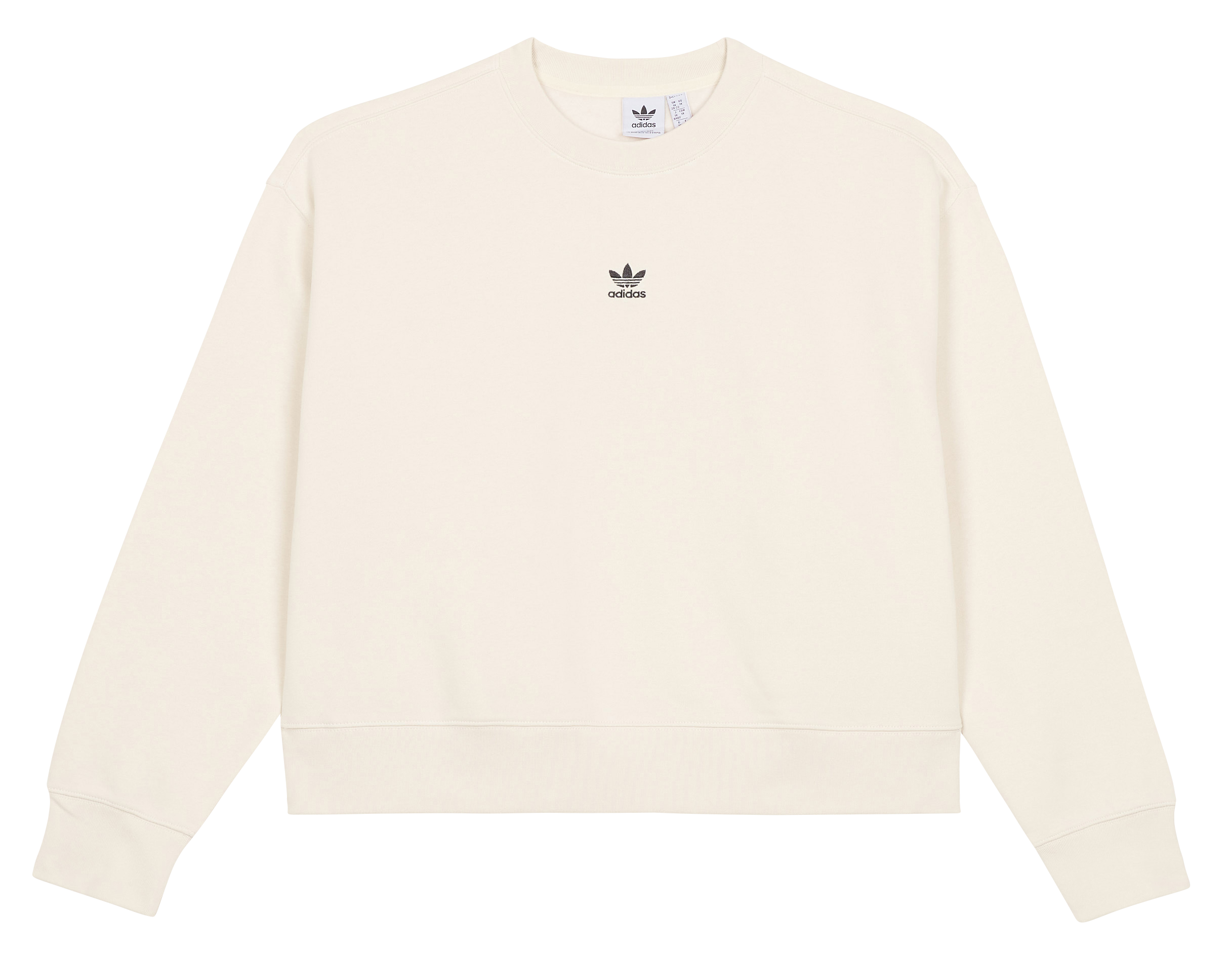 Sweat col rond logo brodé en coton| Beige