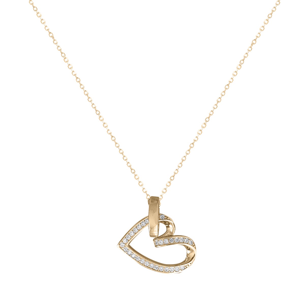 Collier coeur plaqué or avec oxydes de zirconium