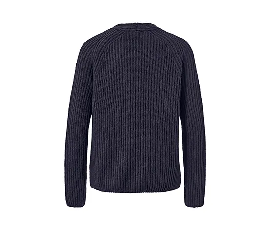 Grobstrick-Pullover mit Wolle, dunkelblau