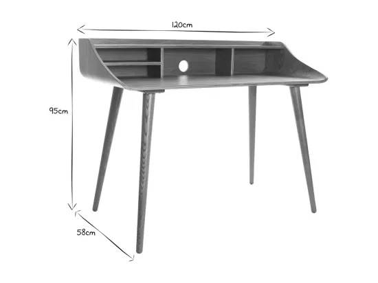 Bureau avec rangements vintage bois clair L120 cm NORDECO