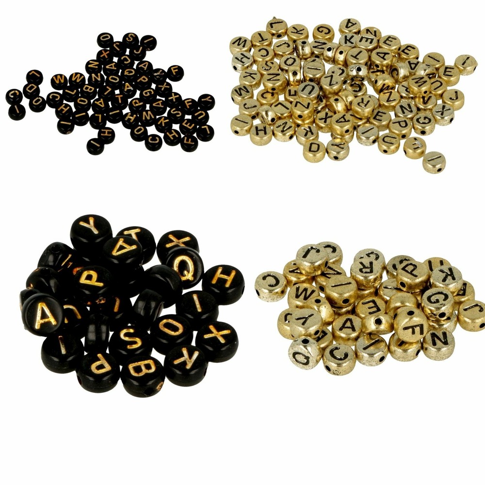 600 perles alphabet noir/ doré