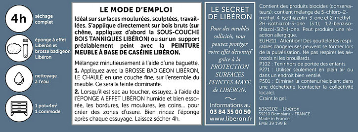 Peinture boiseries intérieur Libéron Le Chaulé kaolin ultra mat 0,5L