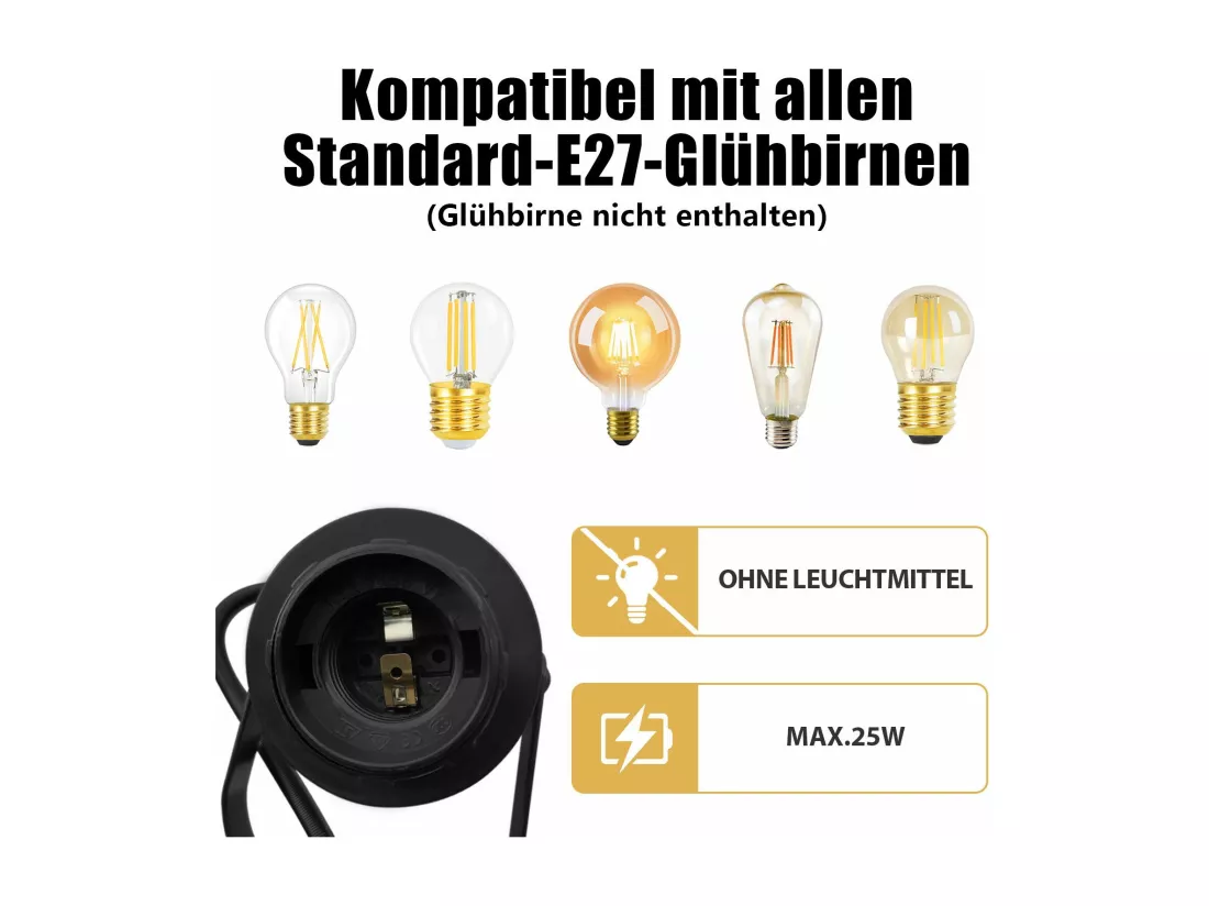 NETTLIFE Spot de plafond vintage noir E27 orientable 350° lampe de couloir rétro métal industriel 4 flammes