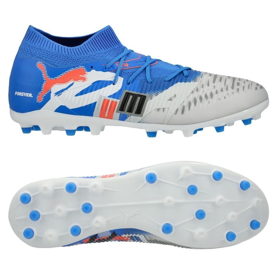 PUMA Future 8 Match MG Forever - Blanc/Bleu/Gris/Noir/Glowing Red ÉDITION LIMITÉE