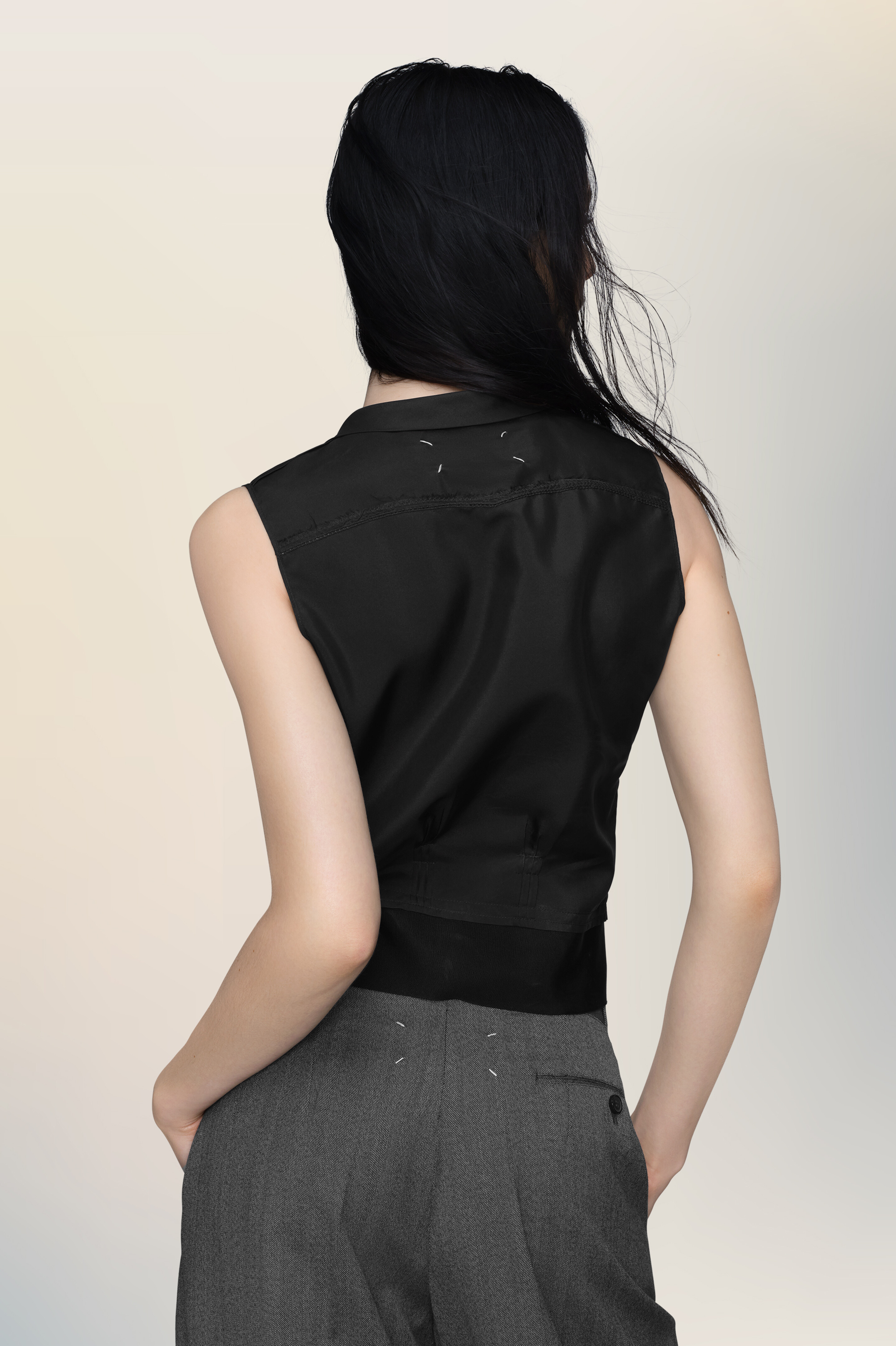 Haut en soie noir pour femme Noir