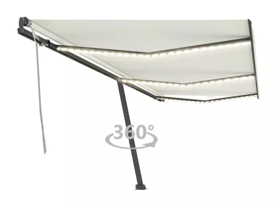 Auvent manuel rétractable avec LED 600x300 cm Crème