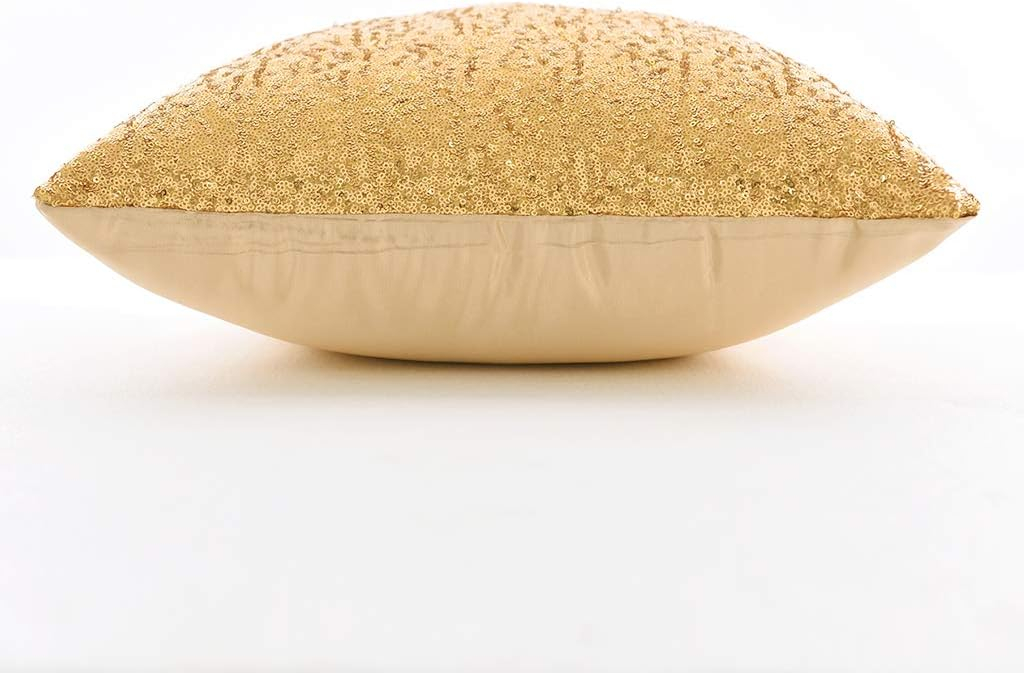 (2er Set) 45x45cm Pailletten Kissen Bezug Home Deko Kissenhülle - Gold
