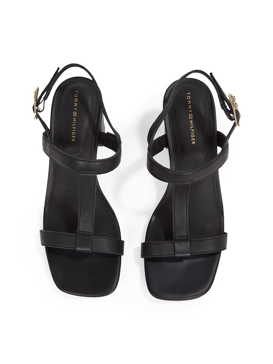 TOMMY HILFIGER<br>Sandálias de couro com salto