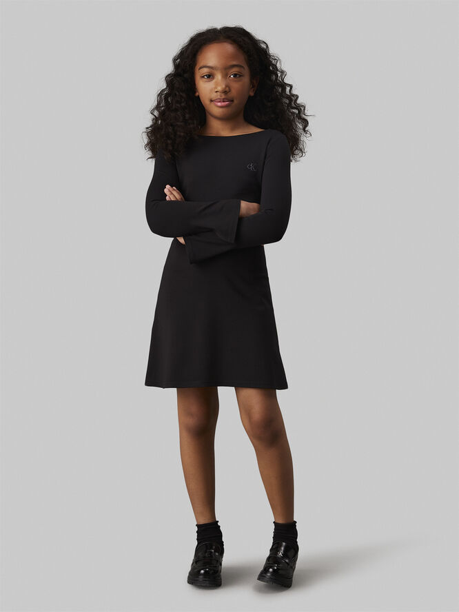 Calvin Klein PUNTO BOAT NECK LS DRESS Ck black