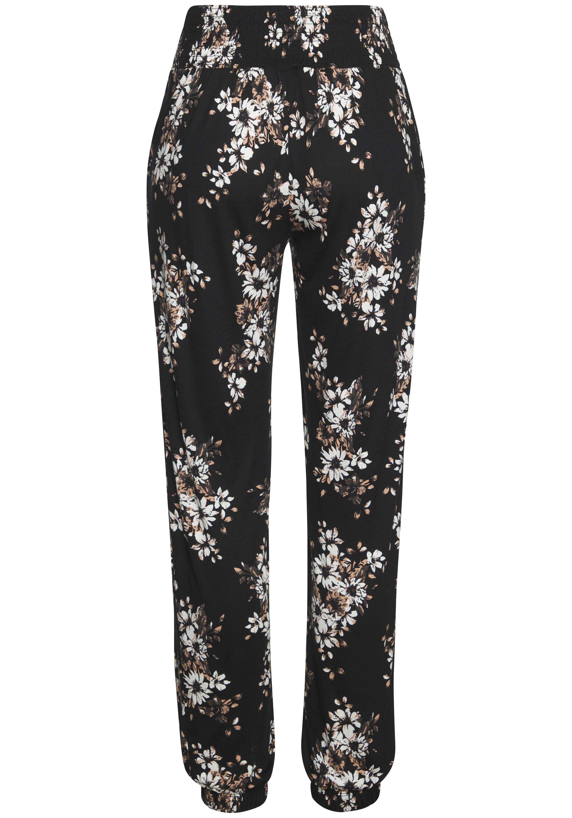 LASCANA Strandhose  mit dezentem Blumendruck, lockere Jerseyhose, Sommerhose