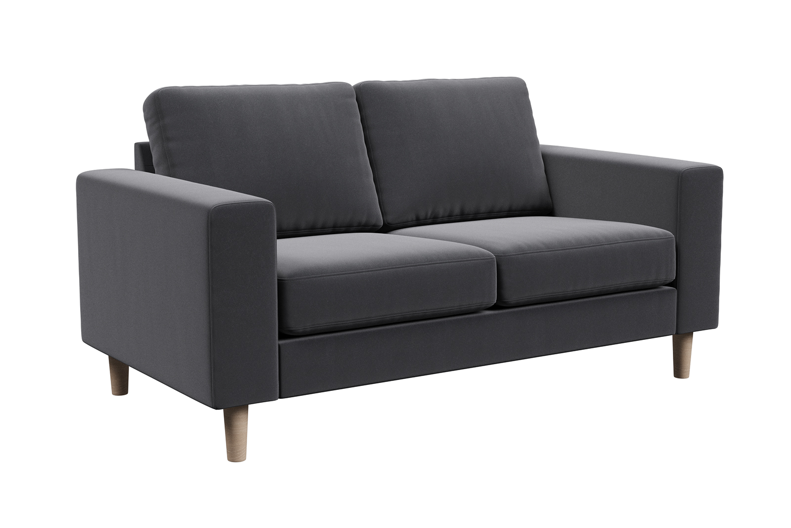 Hedda 2-seter 2-seter i tekstil Matt Velvet Grey med arm F 18 cm og ben nr 1 i hvitoljet eik