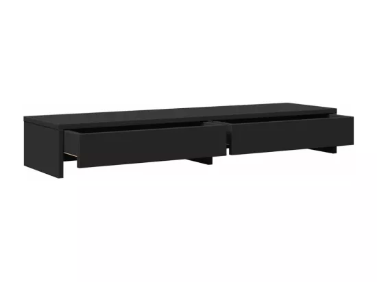 Support de moniteur avec tiroirs noir bois d'ingénierie