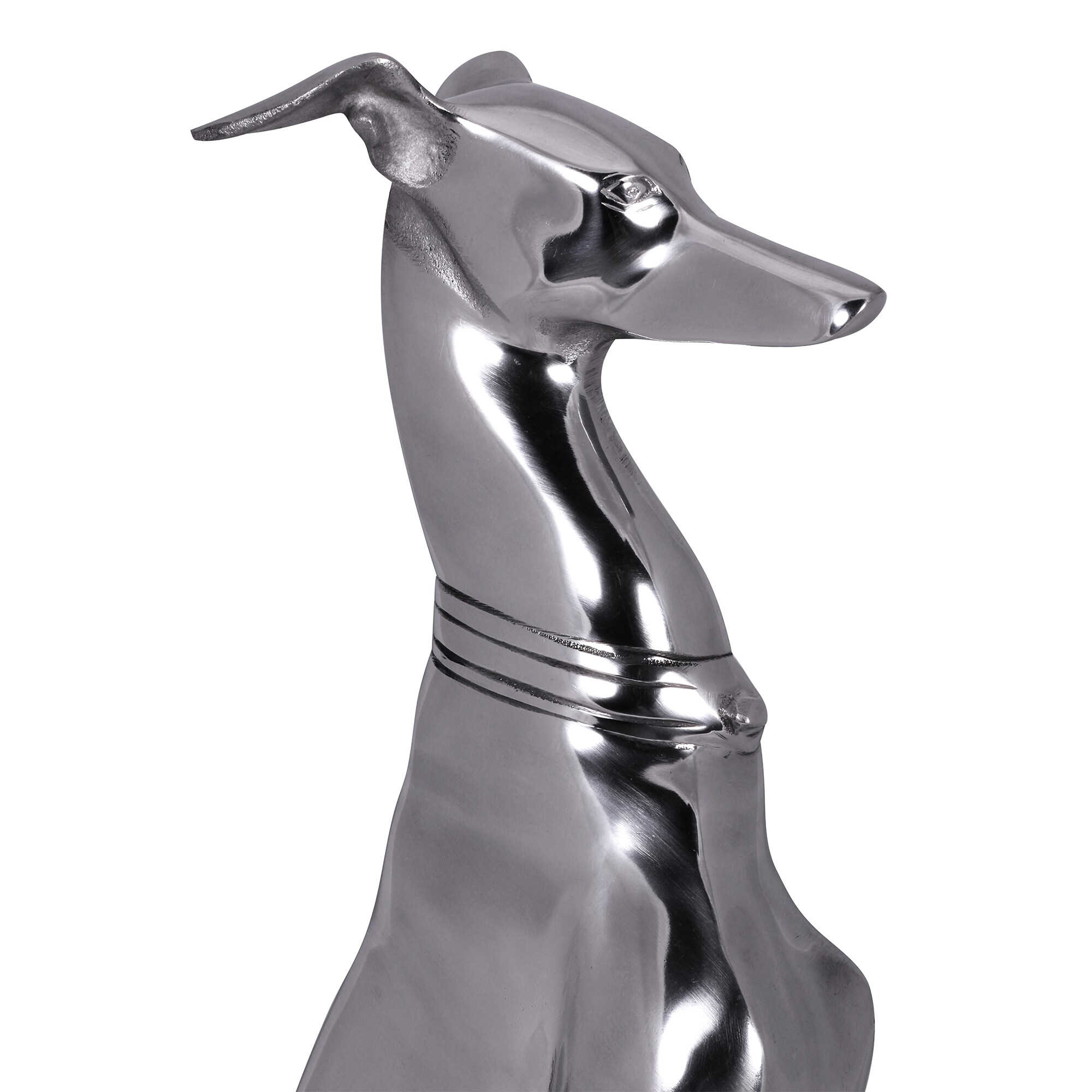 KADIMA DESIGN Handgefertigte Aluminium Skulptur eines Windhundes, 18x70 cm, detaillierte Formgebung, robust und langlebig für stilvolle Dekoration