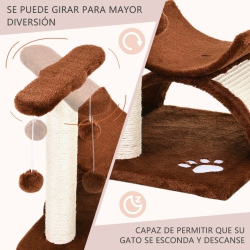 Árvore para gatos Pawhut com bolas de brincar castanhas