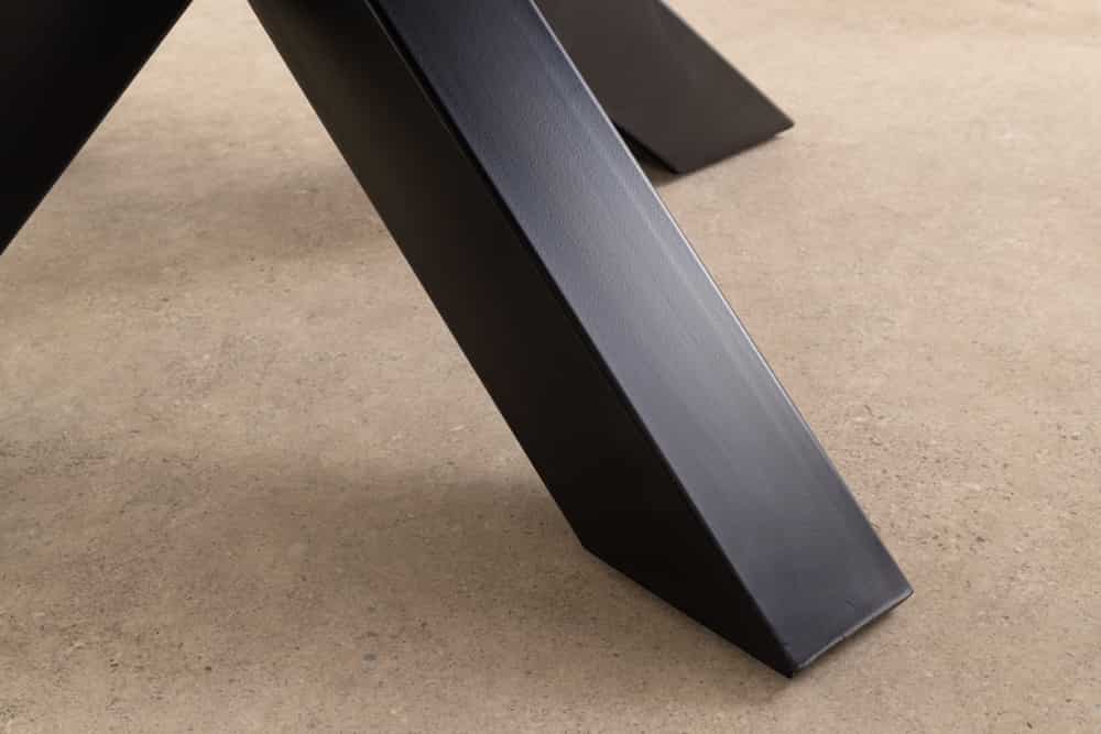Runder Esstisch THOR 140cm natur massives Mangoholz schwarzes Metallgestell
