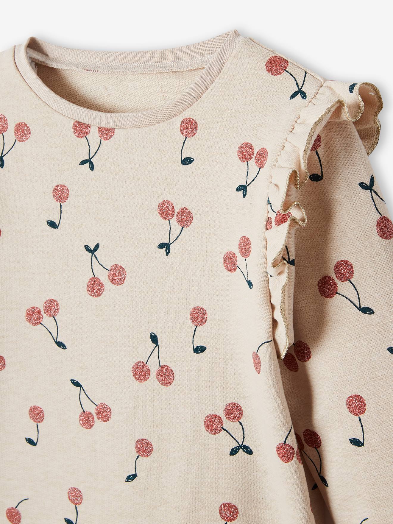 Moletom com mensagem e mangas com babados, para meninas, rosa maquiagem
