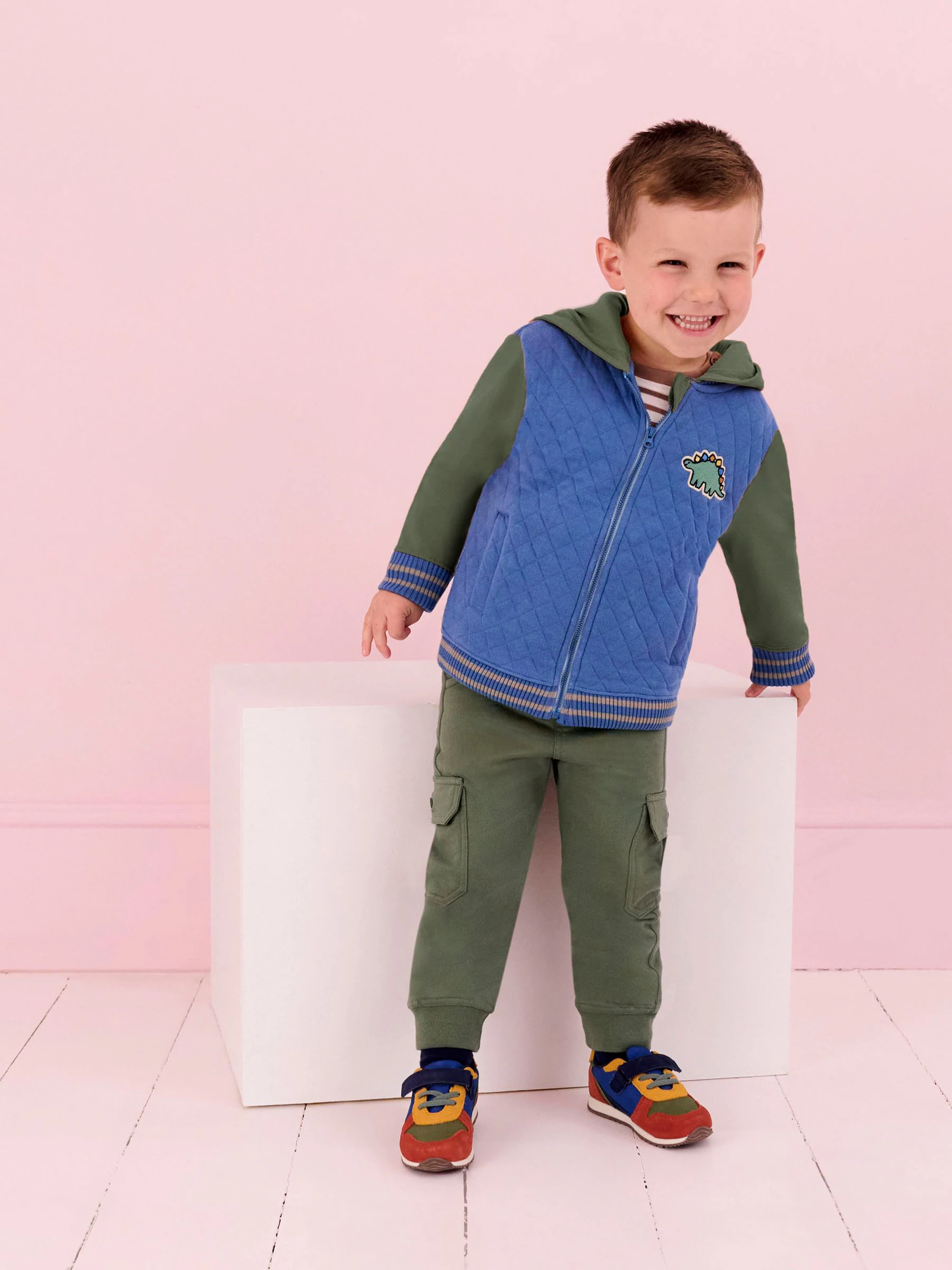 Marineblauw en kakigroen - JoJo Maman Bébé Cargo 100% Cotton Joggers 2 Pack