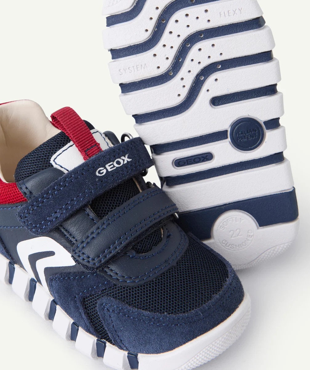 GEOXbaskets à scratch bébé garçon iupidoo bleu rouge et blanc