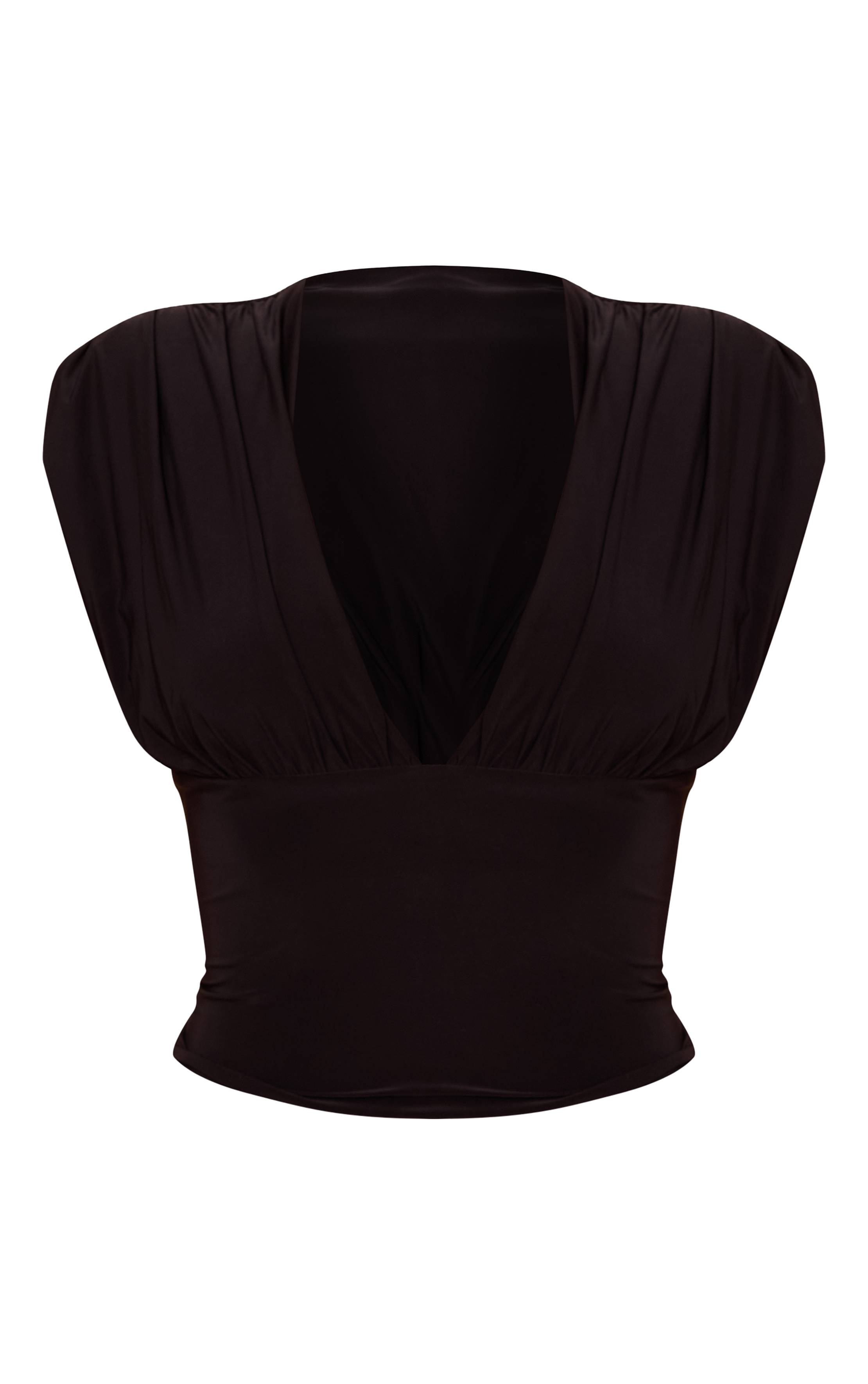 Noir Haut Long Drapé Plongeant À Double Couche Slinky Doré