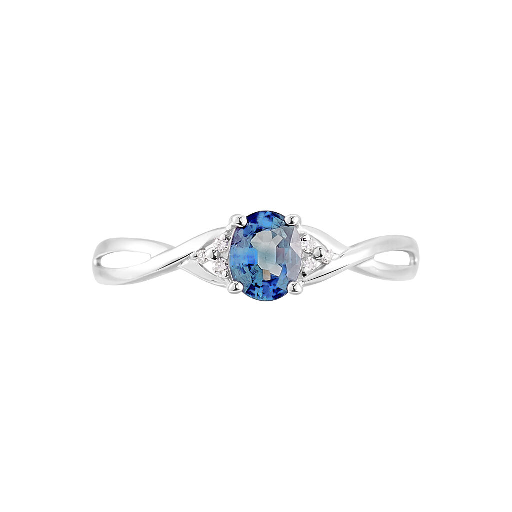 Bague Cassie Or Blanc Saphir Et Diamant