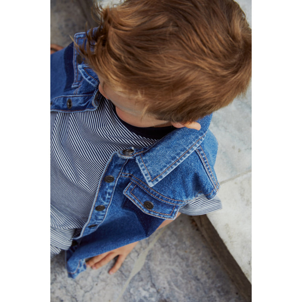 Køb COPENHAGEN COLORS Indigo Blue Washed Organic Boyish Denim Vest