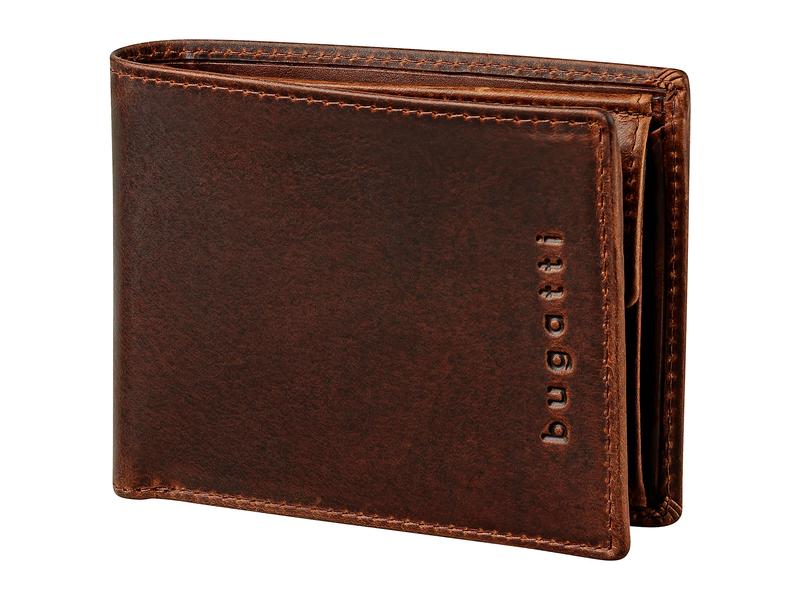 Bugatti Portemonnaie Romano RFID Scheintasche Braun Brieftasche im Vintage Stil – mit RFID-Schutz