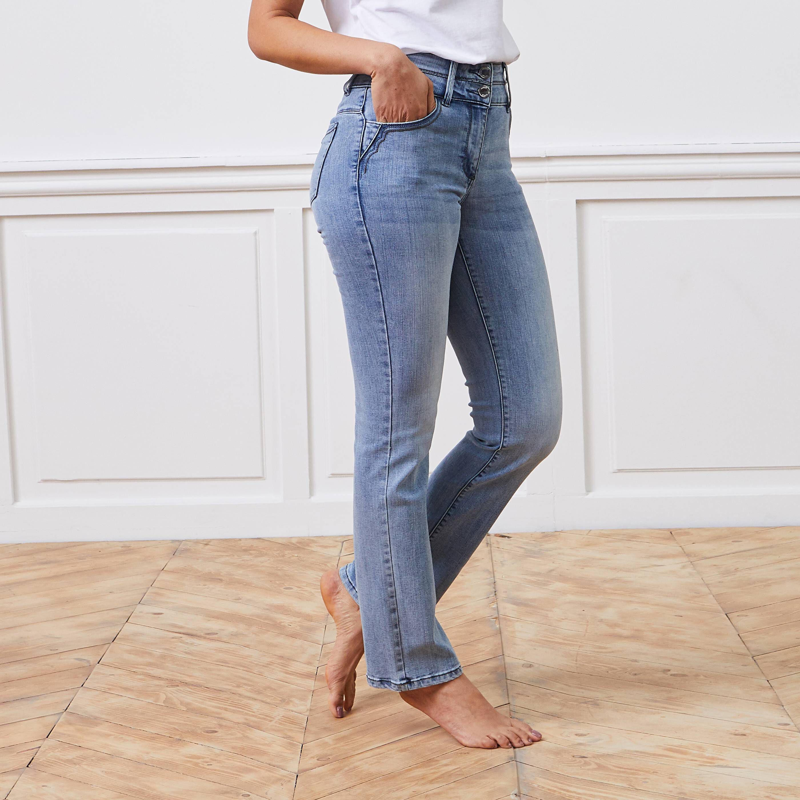 Jean droit taille haute ROME femme - LIGHT STONE