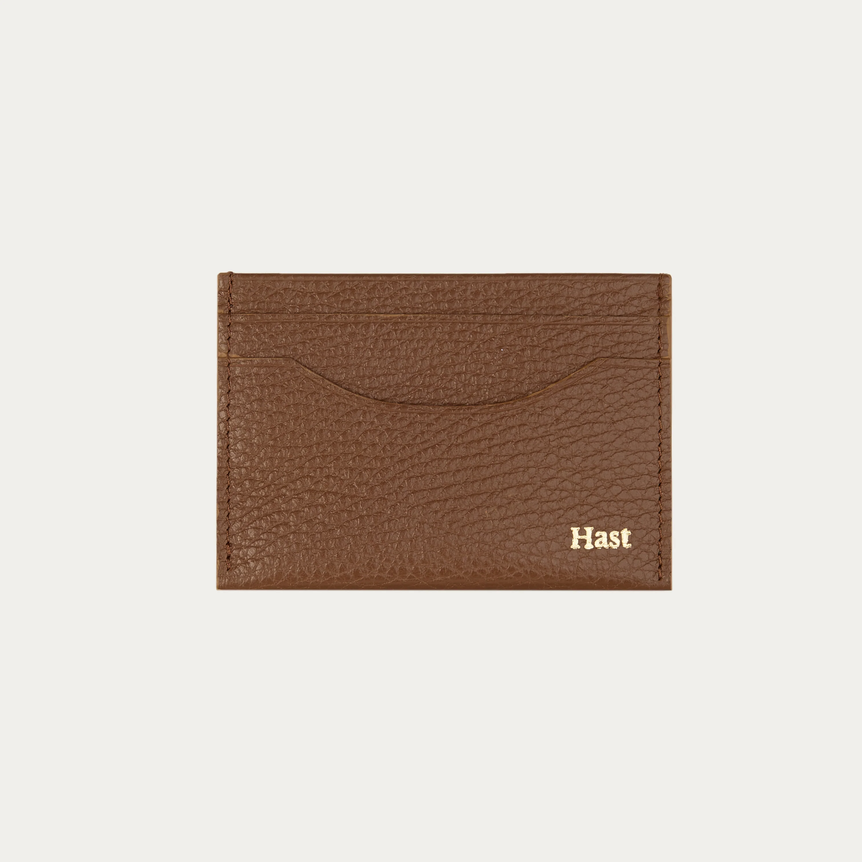 Brown grained leather card holder