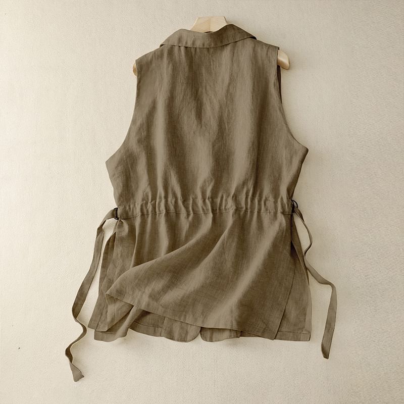 YARU - Vest met reverskraag en splitknoop