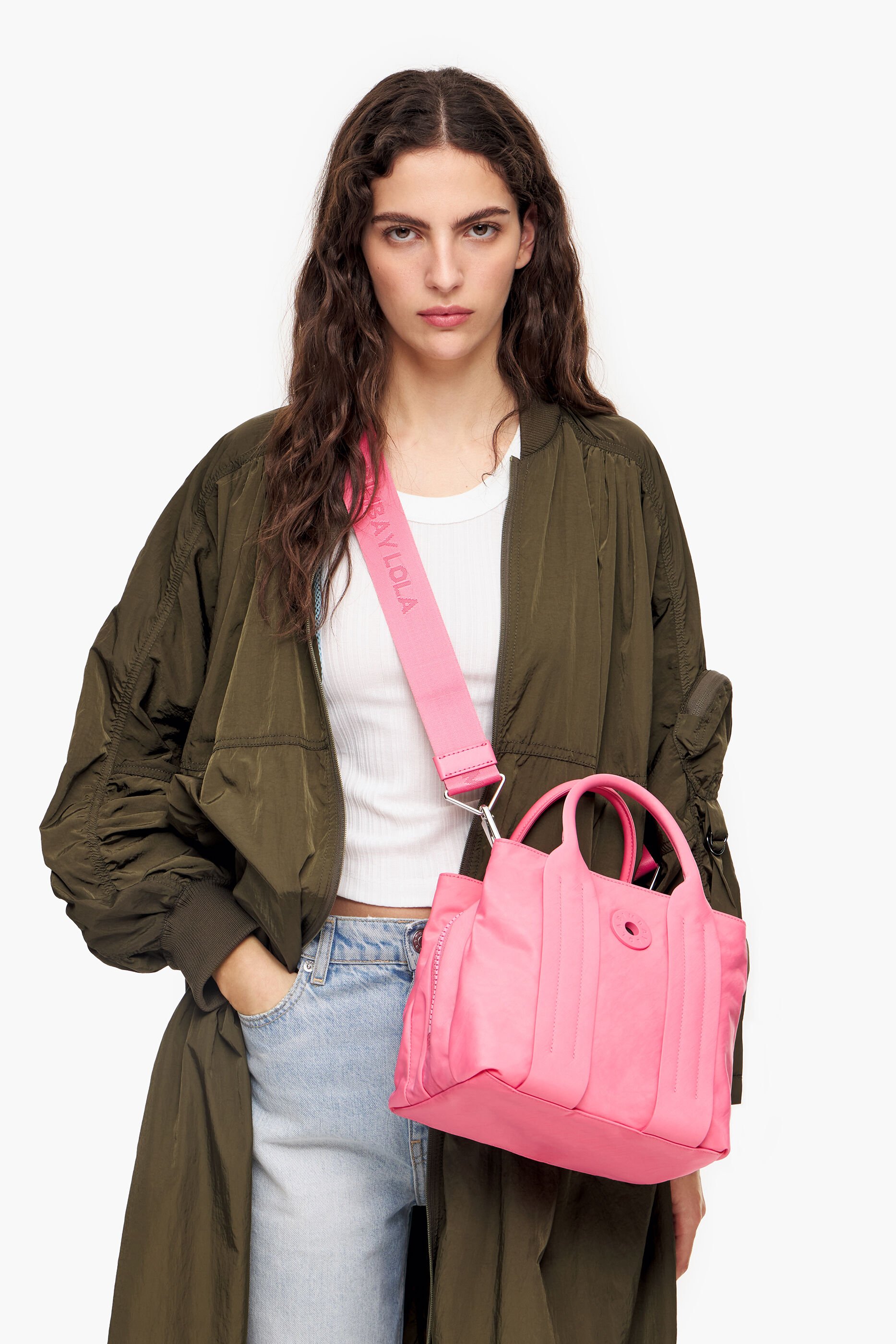 Bolsa de lona rosa (tamanho)