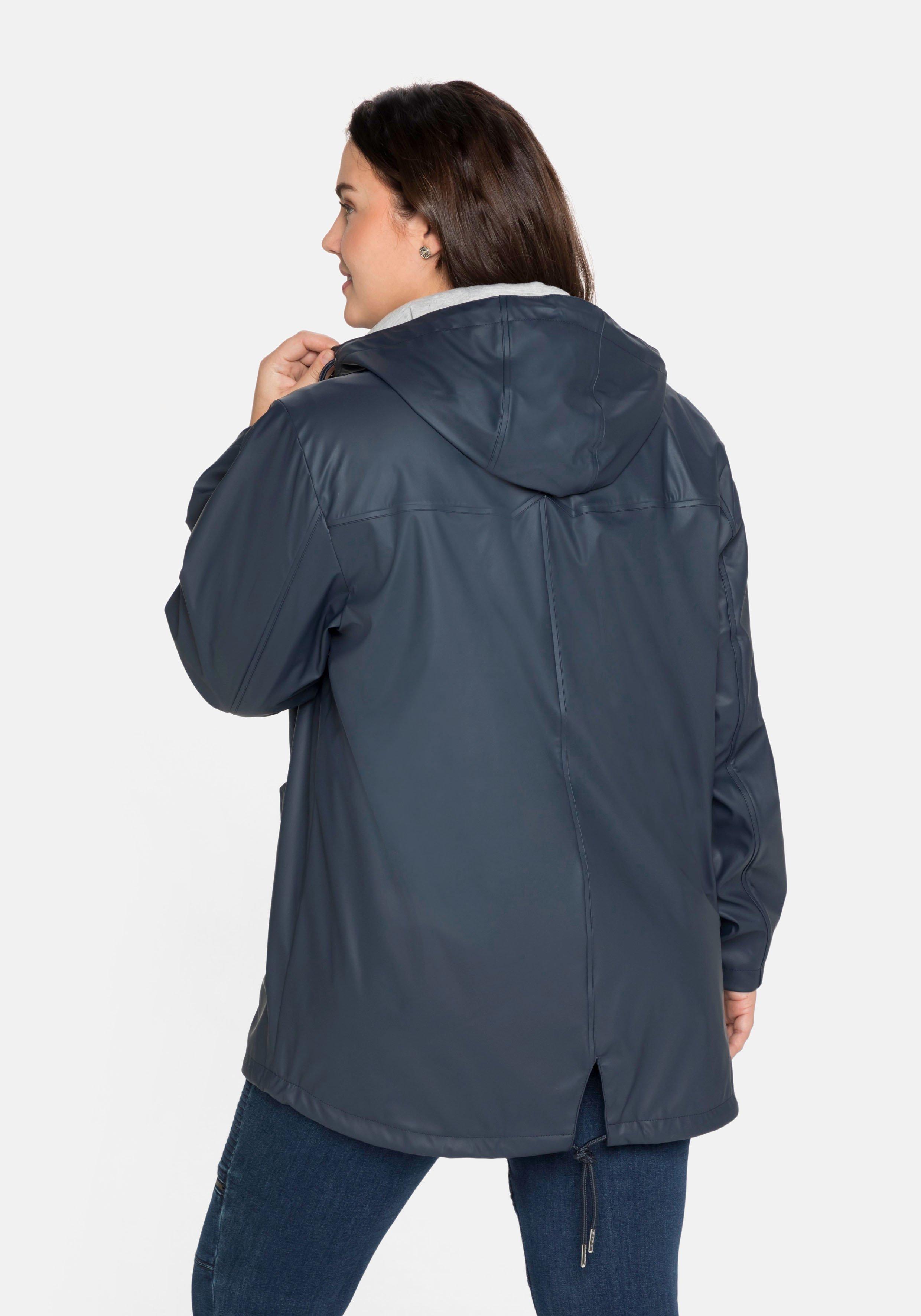 Regenjacke mit Jerseyfutter, hinten länger als vorn
