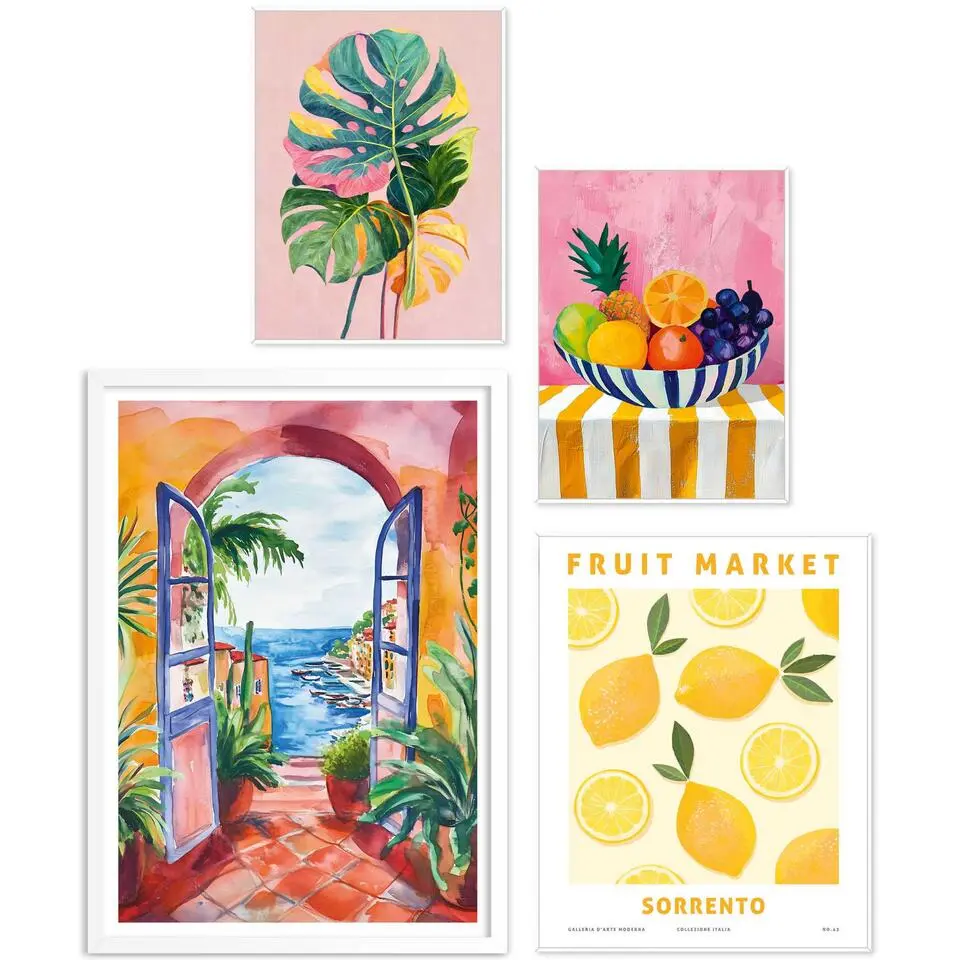 Set poster met lijst - Zomer in huis